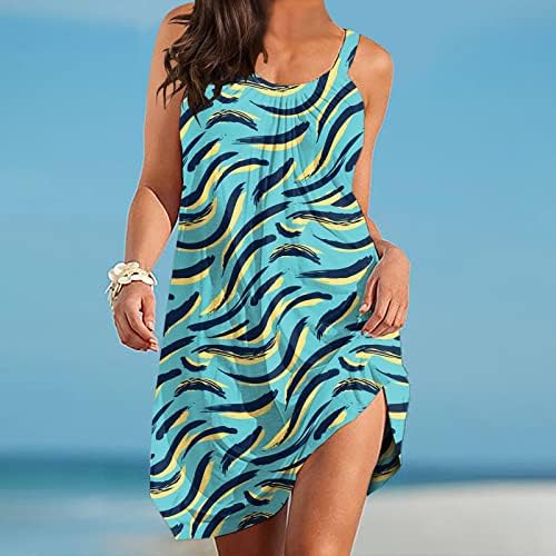 KCJGIKPOK PLUS Ljetne haljine, cvjetni print prevelizirani kamisole CrewNeck Swing Pokrijte haljinu na plaži