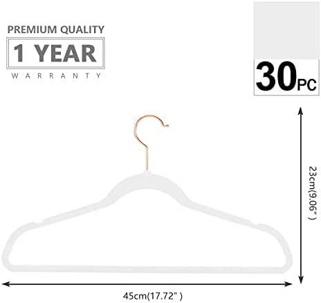 Mizgi Premium vešalice za velvet Heavdayty - bez klizanja Velvet odijelo Bijelo - bakrene / ruža Gold kuke,