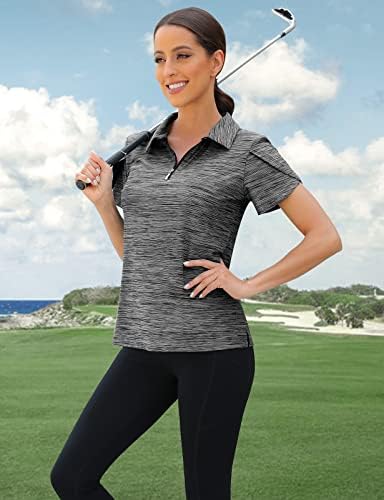 Viracy Ženske Polo Majice Za Golf 1/4 Zip Up Preklapanje Kratki Rukav Quick Dry Workout Tops