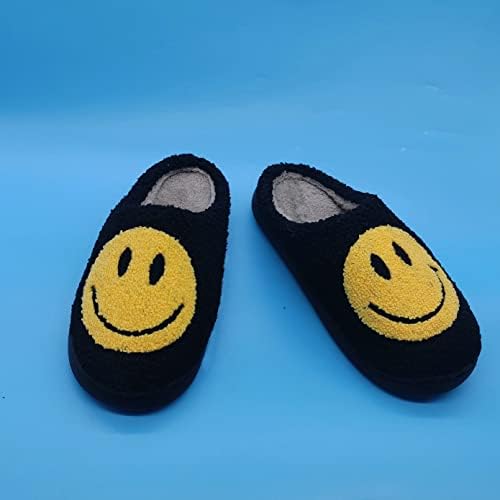 DepiYorSn Happy Face papuče Retro udobne udobne plišane tople Slip-On papuče zimske meke Fuzzy zatvorene kućne cipele sa memorijskom pjenom za muškarce i žene…