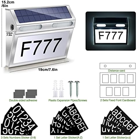 Solarni brojevi za izvana, DBF Znak od nehrđajućeg čelika, 3 režima za boju rasvjete Vodootporni moderni