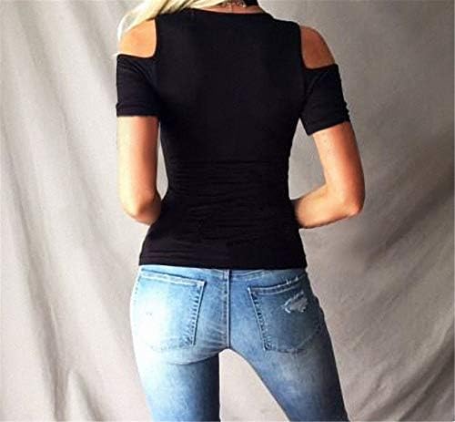 Andongnywell žene seksi s ramena čipka u obliku majice kratkih rukava V izrez bluza prednja gornja majica