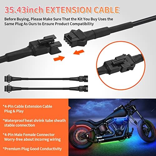 4pcs 36 inčni 4-polni RGB rock svjetla motocikli Automobili Produžni žičani kabel kabela podloška