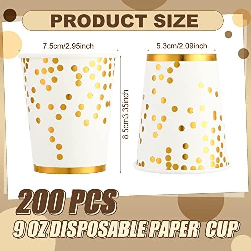 200 kom zlatne papirne čaše za jednokratnu upotrebu svjetlucava zlatna folija 8oz praznične papirne