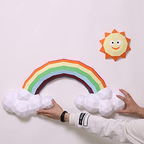 Rainbow Oblik oblaka Geometrijski origami puzzle 3D Zidni ukras Ručno rađeni papir Trofejni DIY papir modelira
