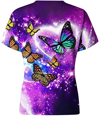 3D grafički teški vrhovi za žene ljetne kauzalne majice Vintage Butterfly Ispiši labavi tunik scoop vrat tunika moda 2023 bluza