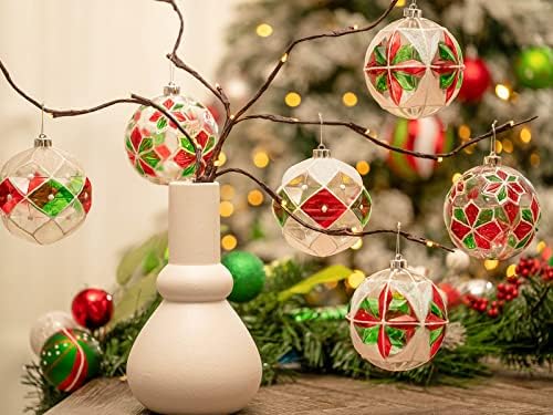 Valery Madelyn 9ct 100mm klasična kolekcija Splendor crvena zelena bijela božićna lopta ukrasi, kristalno Shatterproof božićne kugle za ukras jelke