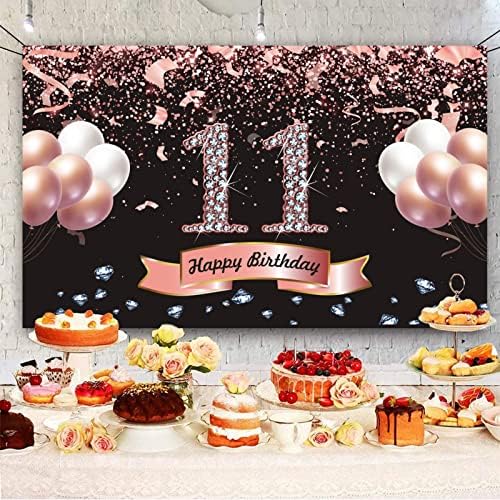 TrgowAul 11. rođendan ukrasi za djevojčice - Rose Gold 11. rođendana rođendana 5,9 x 3,6 fts 11. rođendana suppiles