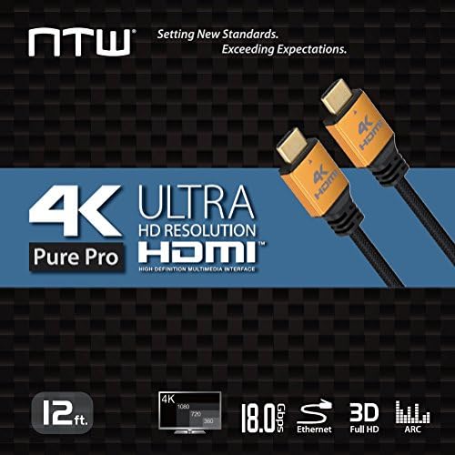 NTW Pure Pro 4K HDMI kabel 12Gbps HDMI 2.0 kabel, 4k HDR, ultra HD kabel 3D, 2160p, 1080p, Ethernet, Audio Return, kompatibilan PS5, Blu-ray, PC, Xbox, Zlato / Crna