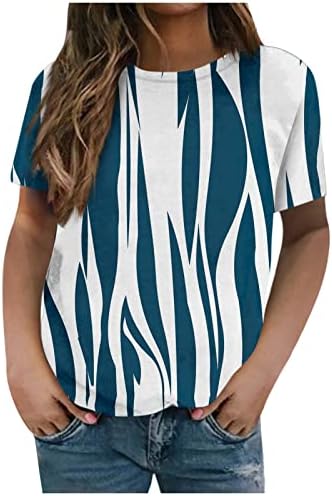 Ženski print casual majica kratkih rukava Basični ljetni vrhovi labave bluze okrugli izrez Havaji Loose vrhovi