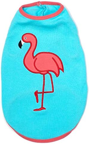 Dobitni pashiqué flamingo grafički majica bez rukava bez rukava, pamučna mekana majica za pse, prozračna ljetna odjeća za kućne ljubimce, plave - male