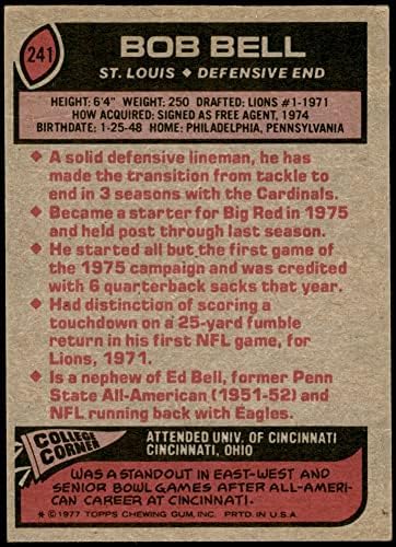 1977. apps 241 Bob Bell Cardinals-FB VG Cardinals-FB Cincinnati