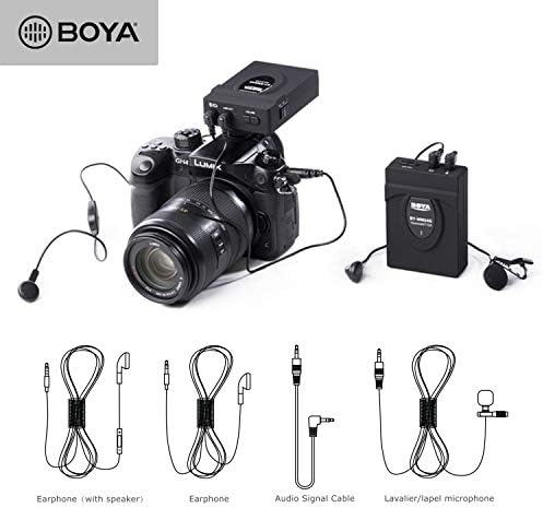 BOYA 2.4 GHz Wireless Lavalier mikrofonski sistem u realnom vremenu monitor Interphone Kit kompatibilan sa DSLR fotoaparatima, kamkorderima, iPhoneom, Android pametnim telefonima i tabletima