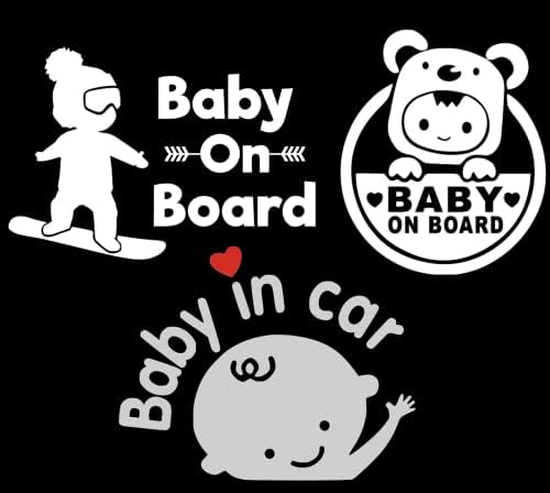 Regular3pakuje naljepnice za bebe na brodu Silverlight reflektirajuće naljepnice beba u automobilu Snowboard+Surf+slatki medvjed 1+1+1