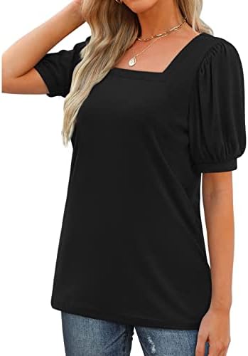 TURINSKE TUNIke za žene Dressy Causel Ljetne majice vrhovi elegantne majice kvadratnih vrata, pune udobne majice za bluze
