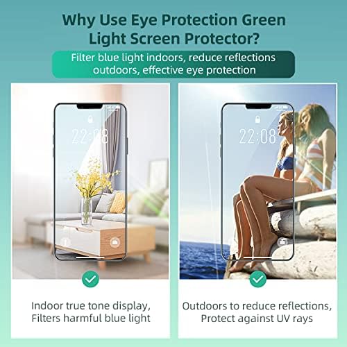 Zaštita ekrana za iPhone 13 Pro Max, 3 pakovanja filma od kaljenog stakla protiv plavog svjetla [Green Light zaštita za oči], 9h tvrdoća HD kaljeno staklo zaštitnik ekrana kompatibilan sa iPhoneom 13 Pro Max 6.7