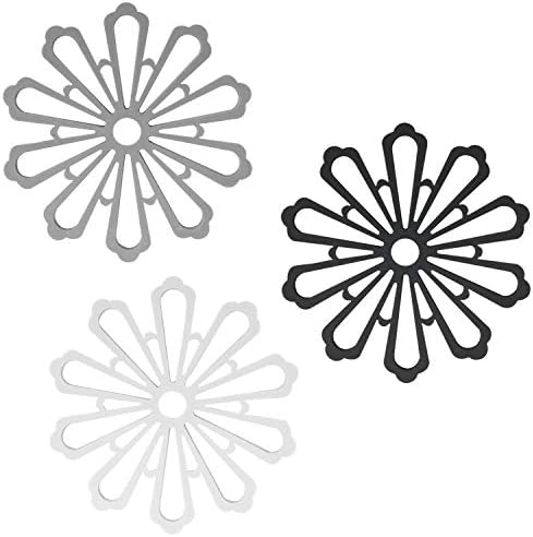 allydrew neklizajuće izolovane silikonske rezbarene Trivete, fleksibilni i izdržljivi cvjetni podmetači višenamjenski držači za lonce & amp; Set podmetača, 3 kom, crna, bijela, siva