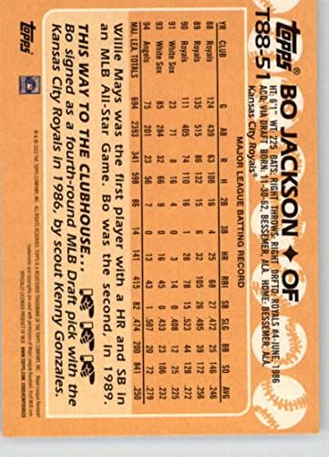 2023 TOPPS 1988 Baseball T88-51 Bo Jackson Kansas City Royals bejzbol trgovačka kartica