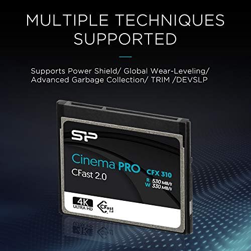 SP 256GB Cfast2. 0 CinemaPro Cfx310 memorijska kartica, 3500x i do 530MB / S čitanje, MLC, za Blackmagic