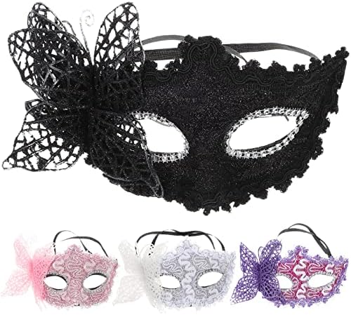 Amosfun Halloween Decor Vintage Decor Wedding Decor 4pcs Masquerade maske Leptire Dizajn maske ukrasne djevojke