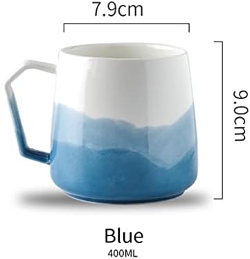 SDFGH 280ml 400ml ružičasta plava keramička krigla mleko šalica za kavu sa ručkom za čaj za čaj Drvena paleta set za kafu