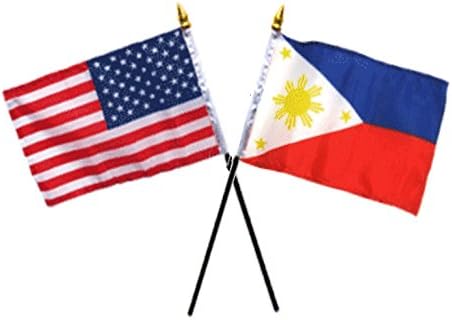 SAD-SAD American & Filipini zastava 4 x6 set stola crna baza