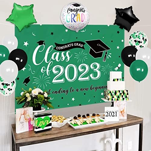 Vansolinne 2023 komplet ukrasa za diplomske zabave zelena crna klasa čestitki grad pozadina Banner baloni