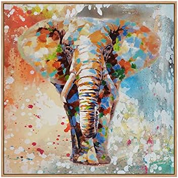 Velika uljana slika ručno oslikana slonova kvadratna Umjetnost teksturirana povoljna životinja jednostavno