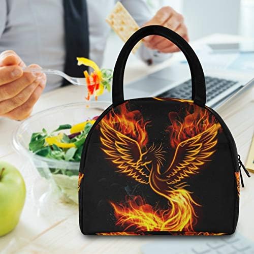 Izolovana torba za ručak za žene - Phoenix u vatri fantastična ptica velika nepropusna kutija za ručak sa naramenicama