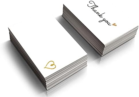 RXBC2011 100 malih zahvalnica Zlatni dizajn srca Bulk Thank You Notes za sve prilike 3,5 x 2 inča