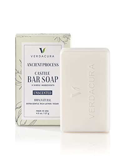 Verdacura Pure Castile Bar sapun za tijelo lica i ruke sav prirodni veganski sapun Ultra-nježni biorazgradivi održivi bez okrutnosti bez palminog ulja pogodan za osjetljivu kožu napravljenu u SAD-u