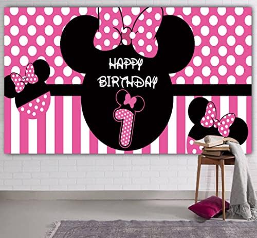 Minnie pozadina za 1. rođendan, Minnie Banner potrepštine za zabave za 1. rođendan, Minnie dekoracije za 1. rođendan, pozadina fotografije za prvi rođendan
