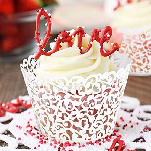 SUYEPER 100pcs Cupcake Wrappers Artistic Bake Cake paper Cups little Vine Laser Cut Liner peckanje Cup Muffin Case case Za Vjenčanje Party rođendan ukras