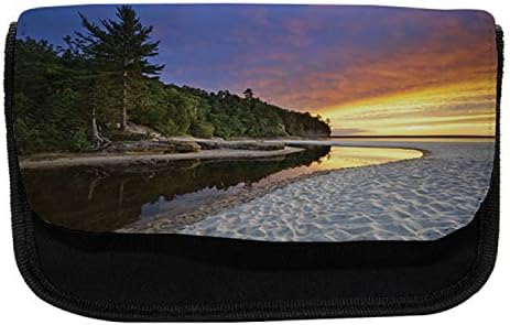 Lunarable Landscape pernica, Sunset Seaside valovita voda, torba za olovku od tkanine sa dvostrukim