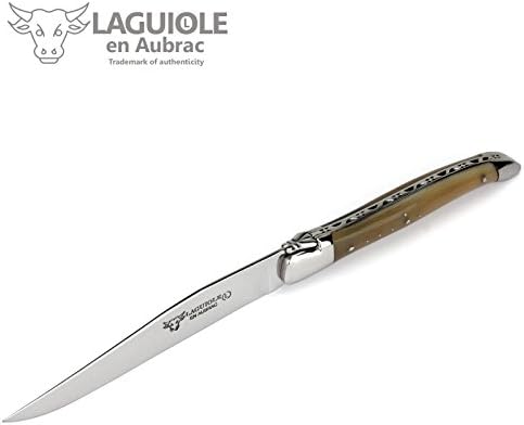 Laguiole en Aubrac-set od 6 francuskih noževa za odreske - ručke od poliranog roga-vrijedna drvena