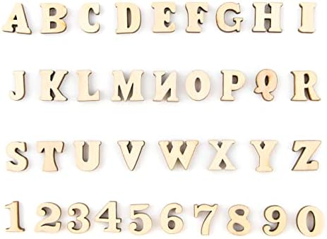 Auear, 200 paketa Mini drvena slova slova brojevi drvena plovila drvena abeceda za DIY CRAFT Vjenčanje zabava prikazuje ukras