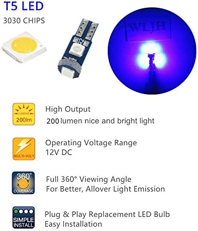 WLJH 6pcs Blue T5 LED žarulja s instrumentnom pločom od žarulja 74 2721 3030SMD CANBUS GREŠKA Besplatno
