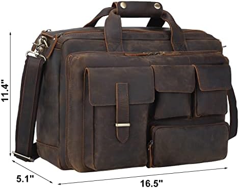 TIDING aktovka od prave kože za muškarce 17,3-inčna torbica za Laptop sa više džepova poslovna putovanja messenger torba za rame
