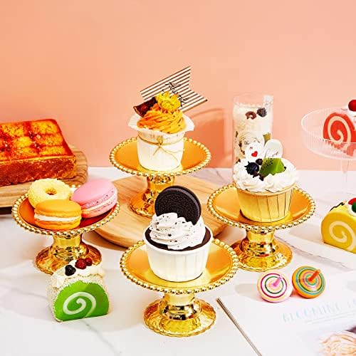24 kom Zlatni stalak za torte Plastična ploča za torte Mini Cupcake Stand Zlatni stalak za deserte Cupcake tanjir za posluživanje stalak za torte stalak za Cupcake držač za Cupcake Za Party stol rođendansko vjenčanje Baby Shower
