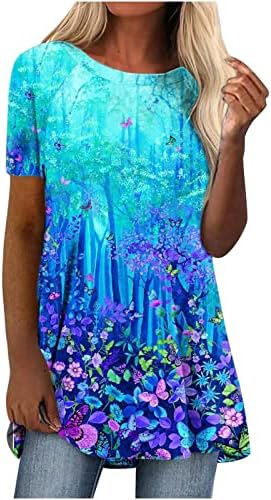 Crewneck spandex majice za djevojčice Ljeto Jesen kratki rukav cvjetne grafičke bluze majice žene 2023 3U