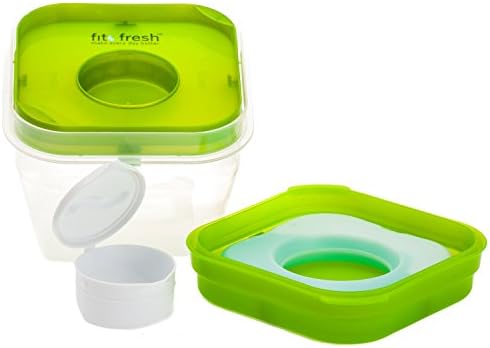 Fit & amp; fresh Salat Shaker plastična posuda za višekratnu upotrebu sa dozatorom za oblačenje i pakovanjem leda, Set kutija za zdrav ručak, kapacitet 4 šolje, bez BPA