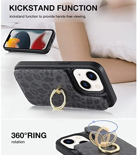 Elteker iPhone 14 futrola za telefon sa držačem kartice, futrola za novčanik za iPhone 14 za žene sa prstenastim