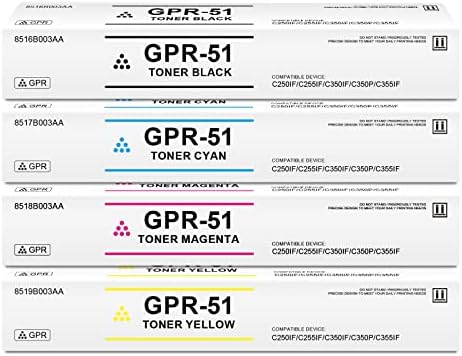 GPR-51 Toner kertridži Set Crna cijan Magenta žuta kompatibilan za Canon Gpr51 8516B003AA 8517B003AA 8518B003AA 8519B003AA za ImageRUNNER Advance C250if C255iF C350iF C350p C355if štampač