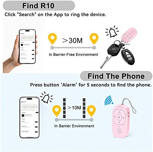 Alacrity punjiva Bluetooth stavka Finder & daljinski upravljač 2 u 1, Tracker Locator za ključeve torbe telefone, telefon zatvarača bežično daljinsko upravljanje za selfije, iOS i Android kompatibilan, 1-Pack R10-BU