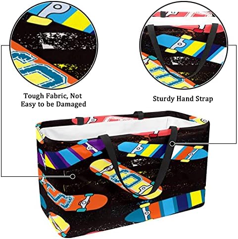 50L Shopper torbe Skateboard Crna sklopiva kutija za kupovinu torba za namirnice sa ručkama, za višekratnu