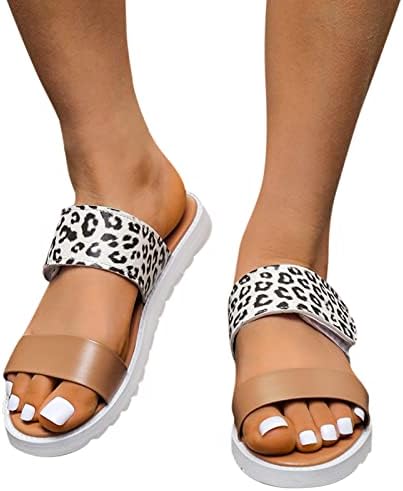 Sandale za žene u ženskim cipelama Proljeće i ljetne modne žene Sandale Leopard Ispiši zmijski ispis ravnog dna