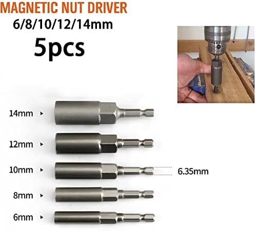 XDCHLK 5pc HEX utičnica Kit 6mm / 8mm / 10mm / 12mm / 14mm magnetni utičnica utičnica udarca vijak za bušenje
