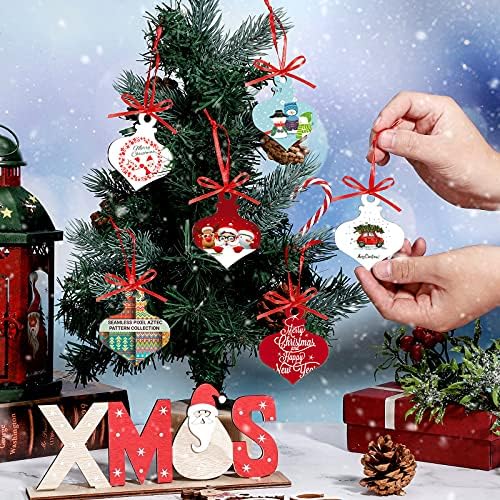 Queeeekay 15 komada DIY sublimacijski prazni privjesci Božićni MDF ukrasi u obliku srčanog kruga prijenose bijele praznine božićno drvce Dekor za zanat DIYY party pribor za zanatske dekoracije