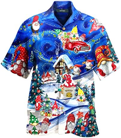ZDDO božićni muški gumb dolje majice kratki rukav Xmas Santa Claus Party kostimi Redovna fit novost dizajnerska majica
