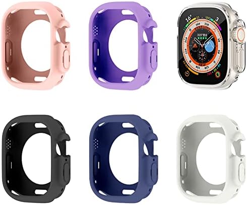 Sixfu 6 Paket futrola Kompatibilan je sa Apple Watch Ultra Band Ecret zaštitnikom, mekani silikonski TPU dodaci Potpuna zaštita poklopca 49mm iwatch ultra sat